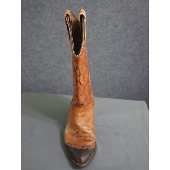 Dan Post Cowboy Boots Women 6C Tan Leather Exotic Snip Toe Rodeo Cowgirl Western - Picture 3 of 14